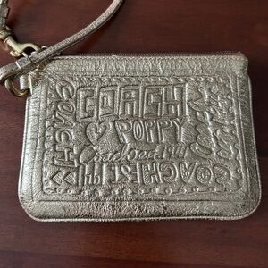 Coach Poppy gold metallic wallet wristlet